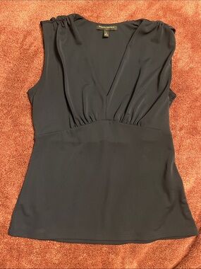 Banana Republic Dark Blue V-Neck Gathered Sleeveless Camisole
